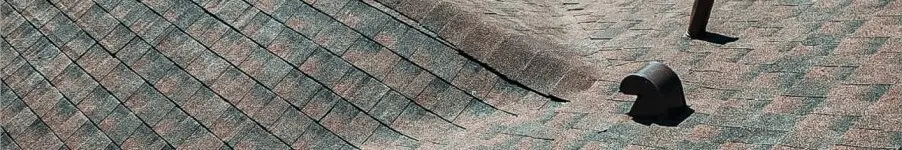 Asphalt shingle roof with proper slope and ventilation features, designed to protect and preserve roofing from weather damage.