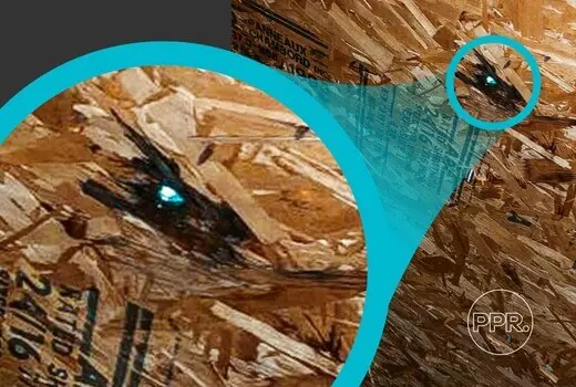 Close-up with a magnifying circle highlighting a nail pop protruding from the roof decking, indicating a potential issue identified by Protect Preserve Roofing.