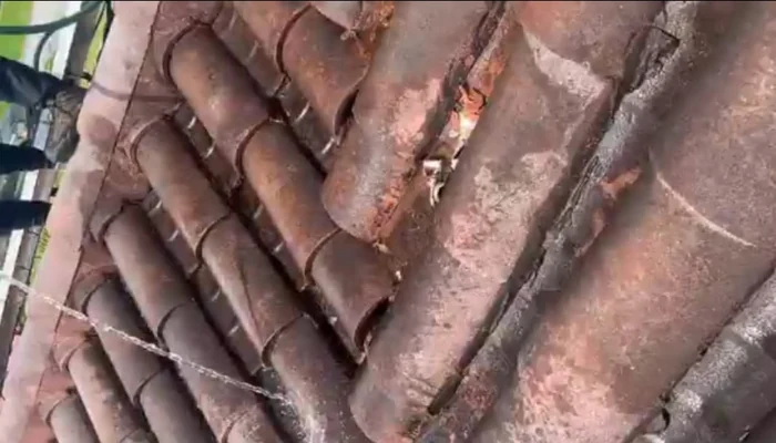 Hose test on a roof to find a leak to represent the keyword roof leak test.