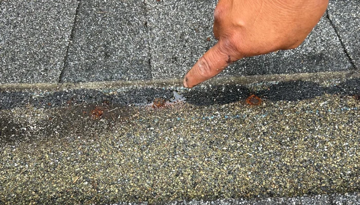 Storm damage to a tile roof to represent the keyword warning about leaking roof.