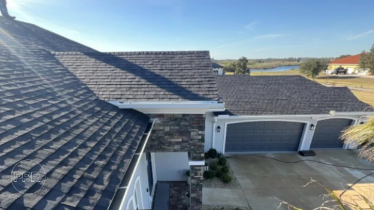 Shingle roof photographed from above to represent the keyword how to asphalt shingles installation.