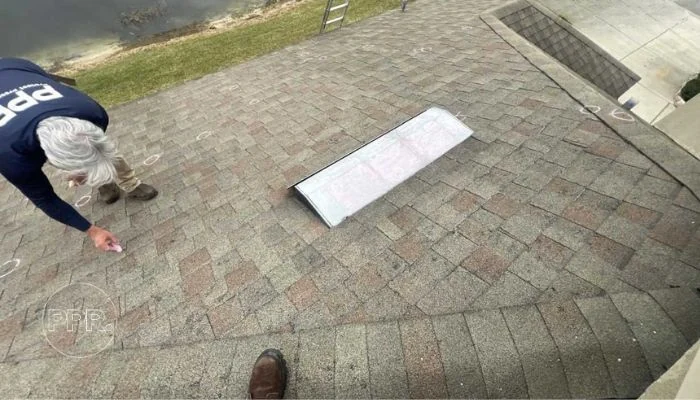 Man on shingle roof for maintenance to represent keyword asphalt shingles remove.