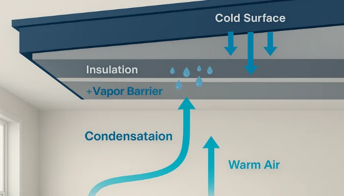 Graph showing condensation process to represent the keyword flat roof condensation.