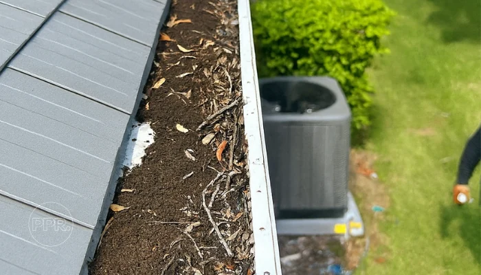 Gutter on metal roof to represent keyword gutter problems.