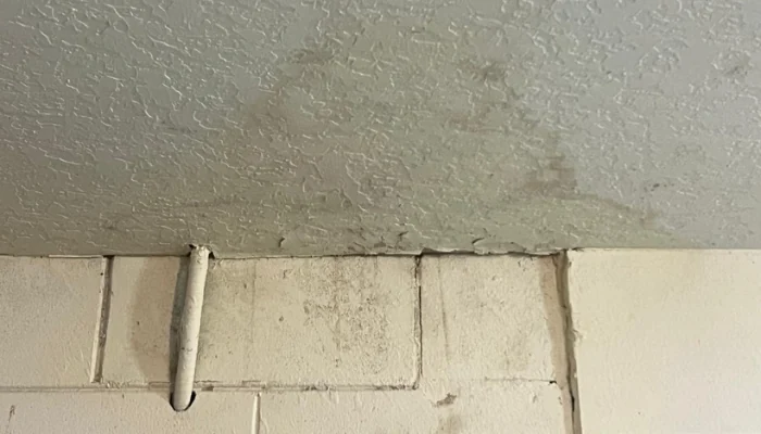 Infiltration stain on the inside of the roof to represent the keyword home warranty roof.