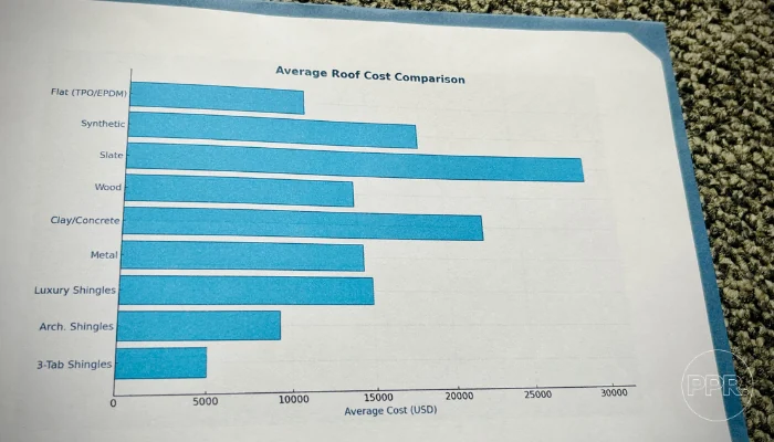 Comparison chart between roof types to represent the keyword roofing materials.