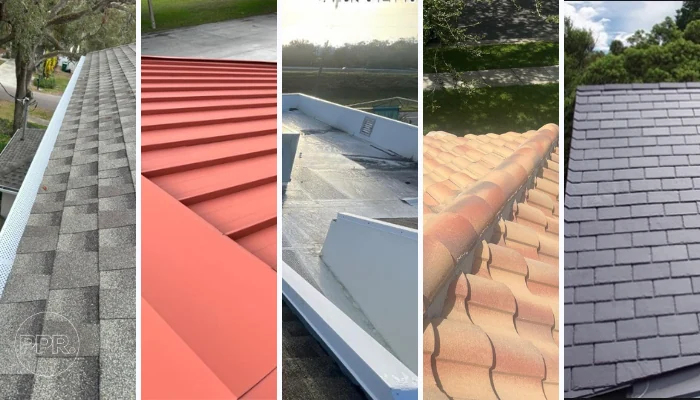 Different types of roofs placed side by side to represent the keyword what are roof types.