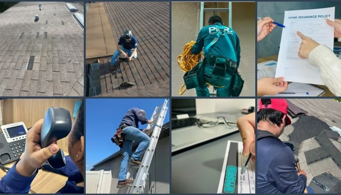 Side-by-side images to show the step-by-step process of an insurance claim to represent the keyword roof replacement guide.