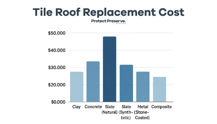 Explanatory cost chart to represent the keyword tile roof replacement cost.