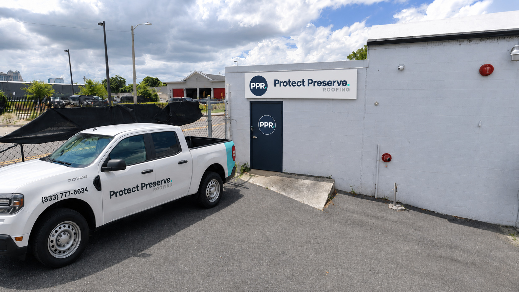 Protect Preserve Roofing Orlando office and company vehicles at 325 N Orange Blossom Trail in Orlando, Florida